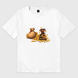 Футболка оверсайз женская Мешочки с монетами, цвет: белый