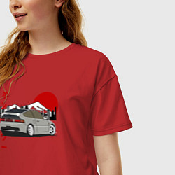 Футболка оверсайз женская Honda Crx Retro JDM, цвет: красный — фото 2