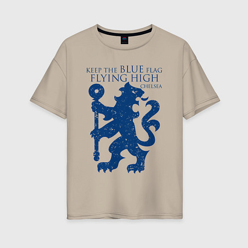 Женская футболка оверсайз FC Chelsea Lion / Миндальный – фото 1
