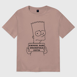 Футболка оверсайз женская Simpson, Bart, Springfield, 159736, цвет: пыльно-розовый