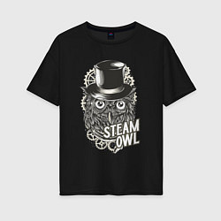 Футболка оверсайз женская Steam owl, цвет: черный