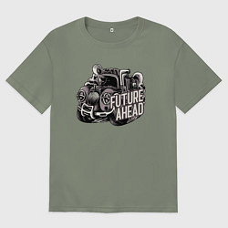 Футболка оверсайз женская Future ahead - steam punk, цвет: авокадо