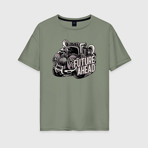 Женская футболка оверсайз Future ahead - steam punk / Авокадо – фото 1
