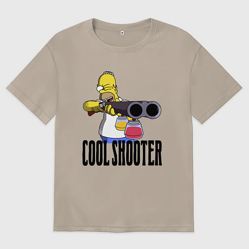 Женская футболка оверсайз Гомер Симпсон - крутой стрелок / Миндальный – фото 1