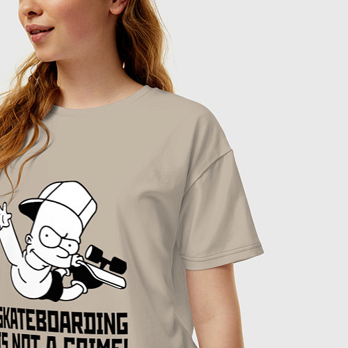 Женская футболка оверсайз Skateboarding is not a crime! / Миндальный – фото 3