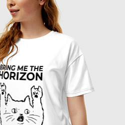 Футболка оверсайз женская Bring Me the Horizon - rock cat, цвет: белый — фото 2