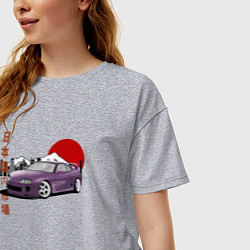 Футболка оверсайз женская Toyota Supra A80 Mk4 Japan Legend, цвет: меланж — фото 2