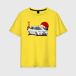 Футболка оверсайз женская Mazda 3 bk JDM Retro, цвет: желтый