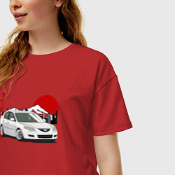 Футболка оверсайз женская Mazda 3 bk JDM Retro, цвет: красный — фото 2