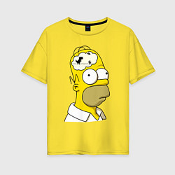Футболка оверсайз женская Гомер Симпсон - нет подключения к интернету, цвет: желтый