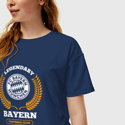 Футболка оверсайз женская Лого Bayern и надпись legendary football club, цвет: тёмно-синий — фото 2