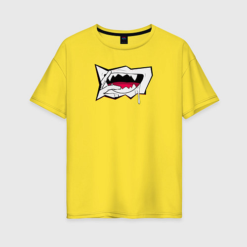 Женская футболка оверсайз Ахегао вампир / Желтый – фото 1
