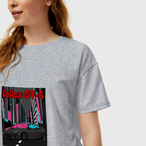 Женская футболка оверсайз Toyota Celica GT-S Night Tokyo / Меланж – фото 3