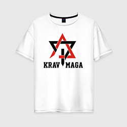 Футболка оверсайз женская Krav-maga hand-to-hand combat emblem, цвет: белый