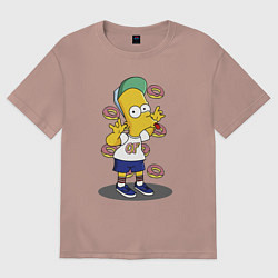Футболка оверсайз женская Барт Симпсон показывает язык, цвет: пыльно-розовый