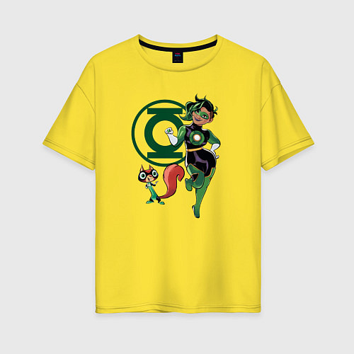 Женская футболка оверсайз Белка Зеленого фонаря DC Лига Суперпитомцы / Желтый – фото 1