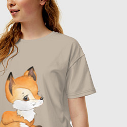 Футболка оверсайз женская Маленький лисенок арт, цвет: миндальный — фото 2