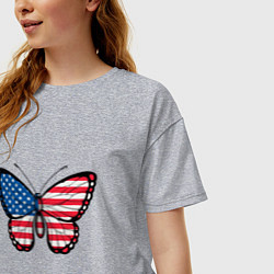 Футболка оверсайз женская Бабочка - США, цвет: меланж — фото 2