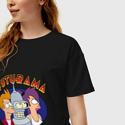 Футболка оверсайз женская Fry Bender Leela, цвет: черный — фото 2