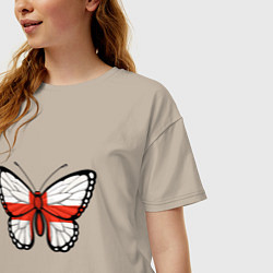 Футболка оверсайз женская Бабочка - Англия, цвет: миндальный — фото 2