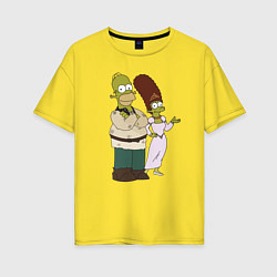 Футболка оверсайз женская Homer and Marge in Shrek style, цвет: желтый