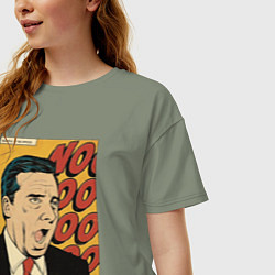 Футболка оверсайз женская Майкл кричит нееееет - Офис, цвет: авокадо — фото 2