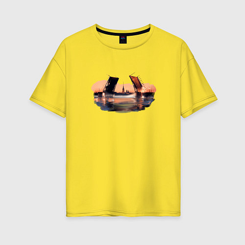 Женская футболка оверсайз Закат в Питере / Желтый – фото 1