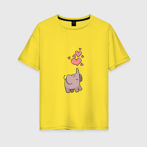 Женская футболка оверсайз Слоник влюблен / Желтый – фото 1