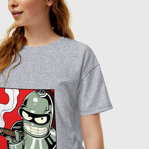 Женская футболка оверсайз Smoke Bender / Меланж – фото 3