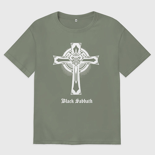 Женская футболка оверсайз Black sabbath крест / Авокадо – фото 1