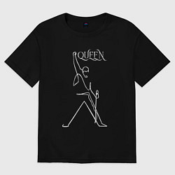 Футболка оверсайз женская Queen- Фредди и микрофон, цвет: черный