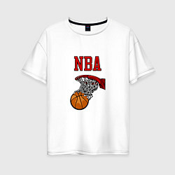 Футболка оверсайз женская Basketball - NBA logo, цвет: белый