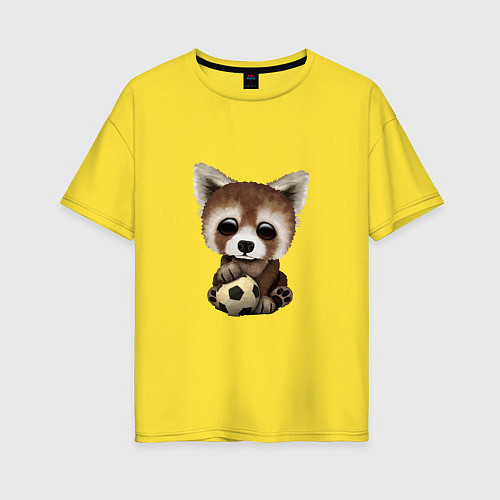 Женская футболка оверсайз Футбол - Красная Панда / Желтый – фото 1