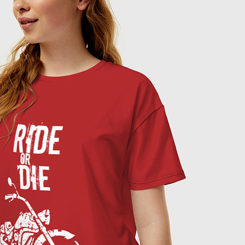 Женская футболка оверсайз Ride or Die винтаж / Красный – фото 3
