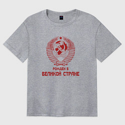 Футболка оверсайз женская Рожден в великой Стране, цвет: меланж