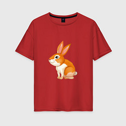 Футболка оверсайз женская Рыжий кролик, цвет: красный