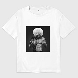 Футболка оверсайз женская Хабиб Нурмагомедов чемпион, цвет: белый