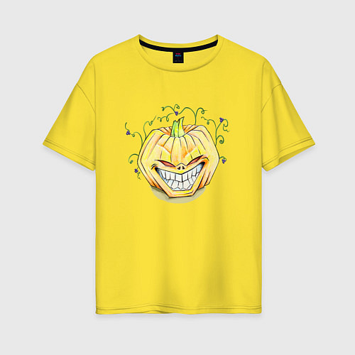 Женская футболка оверсайз Очень злая тыква / Желтый – фото 1