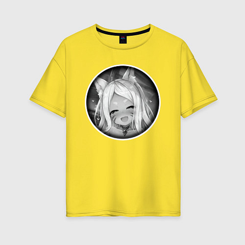 Женская футболка оверсайз Ахегао девушка с ушками / Желтый – фото 1