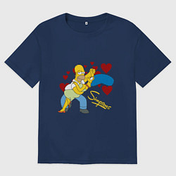 Футболка оверсайз женская Гомер и Мардж Симпсон, цвет: тёмно-синий