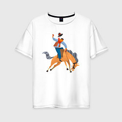 Футболка оверсайз женская Наездник на лошадкe, цвет: белый