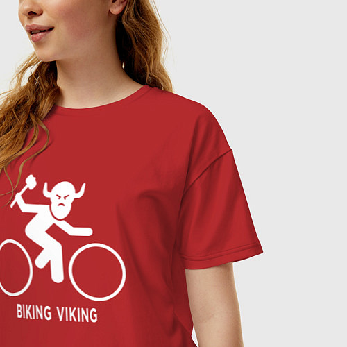 Женская футболка оверсайз Велосипед - Викинг / Красный – фото 3