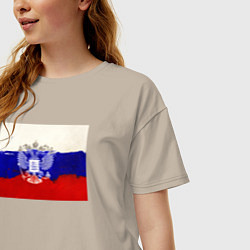 Футболка оверсайз женская Флаг России - акварель, цвет: миндальный — фото 2