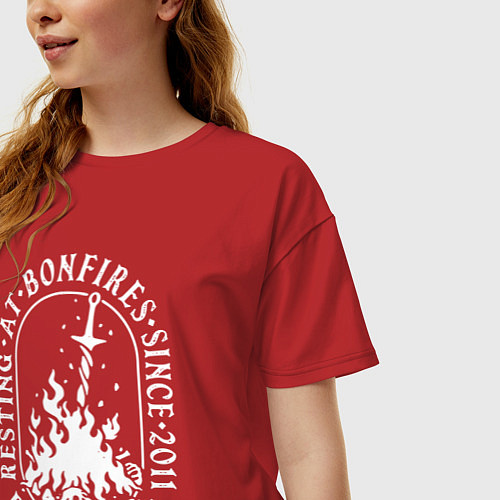Женская футболка оверсайз Dark Souls костер / Красный – фото 3