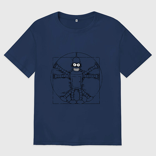 Женская футболка оверсайз Vitruvian Bender / Тёмно-синий – фото 1