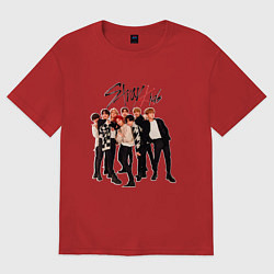 Футболка оверсайз женская Bang Chan Lee Know Changbin Hyunjin Han Felix Seun, цвет: красный