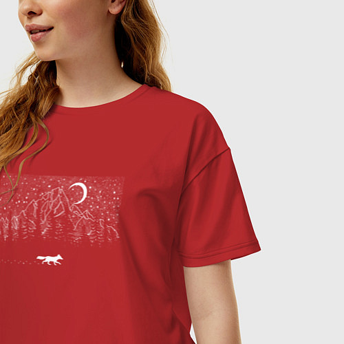 Женская футболка оверсайз Звездная Лиса / Красный – фото 3