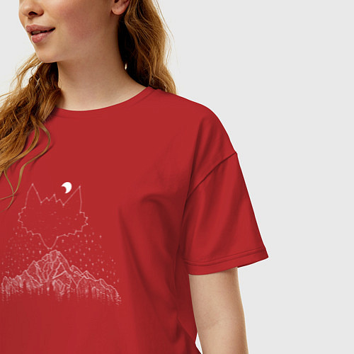 Женская футболка оверсайз Лисьи горы / Красный – фото 3