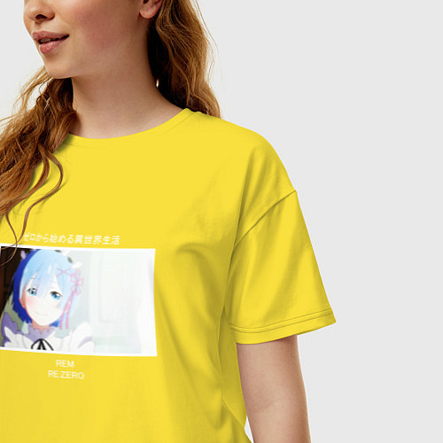 Женская футболка оверсайз Re:Zero - Рем плачет от счастья / Желтый – фото 3