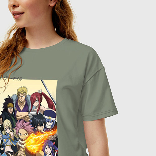 Женская футболка оверсайз Fairy Tail heroes / Авокадо – фото 3